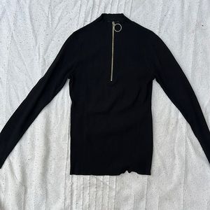 Maje Half Zip Ribbed Top 3